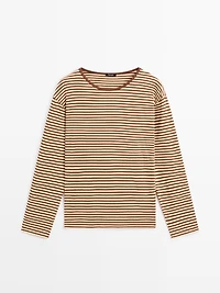 Striped long sleeve cotton T-shirt