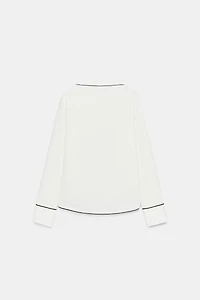 BLOUSE EN CRÊPE AVEC LISERÉS CONTRASTE