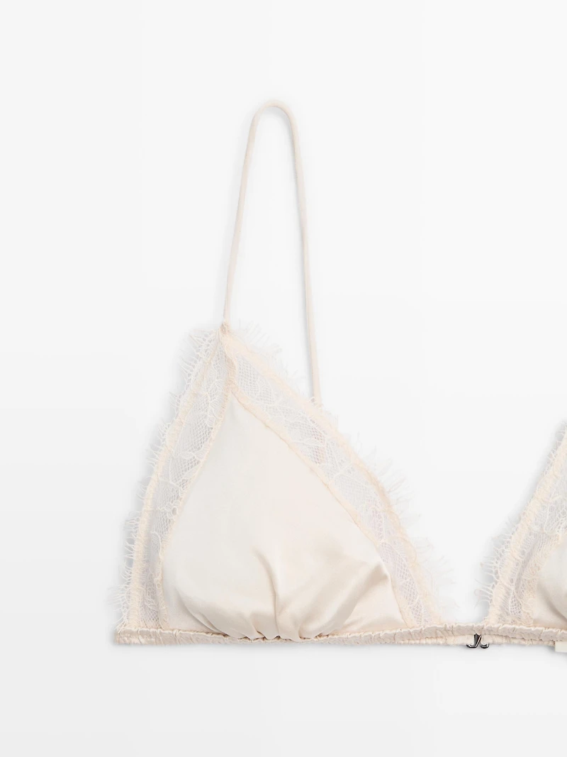 Silk and lace triangle bralette