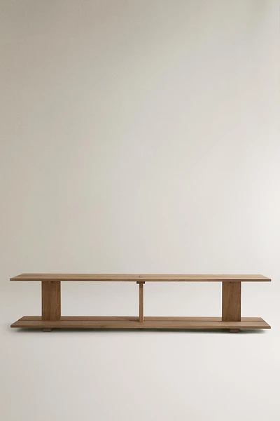 ÉTAGÈRE EN BOIS D'ORME À DEUX TABLETTES