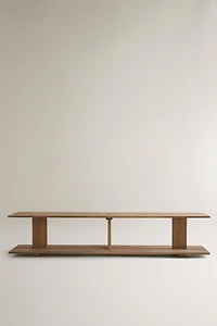 ELM WOOD SHELVING UNIT WITH TWO SHELVES