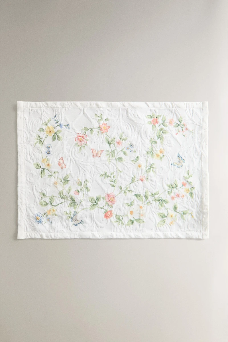 SET DE TABLE JACQUARD ET IMPRIMÉ FLORAL