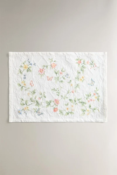 SET DE TABLE JACQUARD ET IMPRIMÉ FLORAL