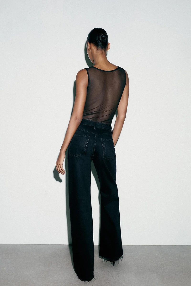 CREPE TULLE COMBINATION BODYSUIT