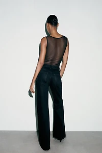 CREPE TULLE COMBINATION BODYSUIT