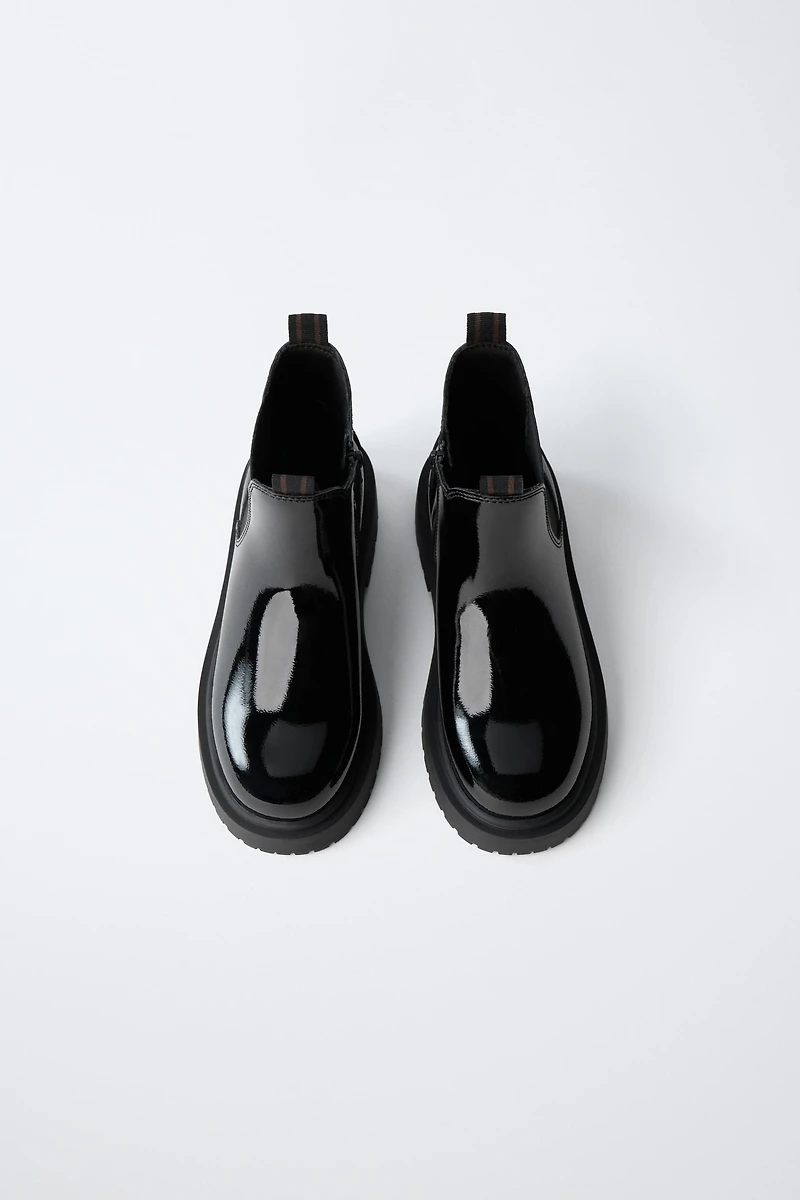 PATENT ANKLE BOOTS