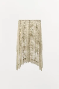 ASYMMETRIC LACE MIDI SKIRT