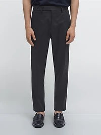 Cotton blend slim fit trousers