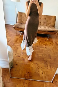 LONG COMBINATION LACE DRESS