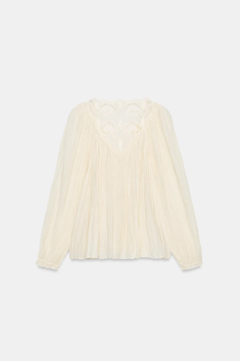 ZW COLLECTION EMBROIDERED CRINKLE BLOUSE