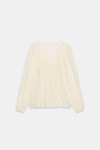 ZW COLLECTION EMBROIDERED CRINKLE BLOUSE