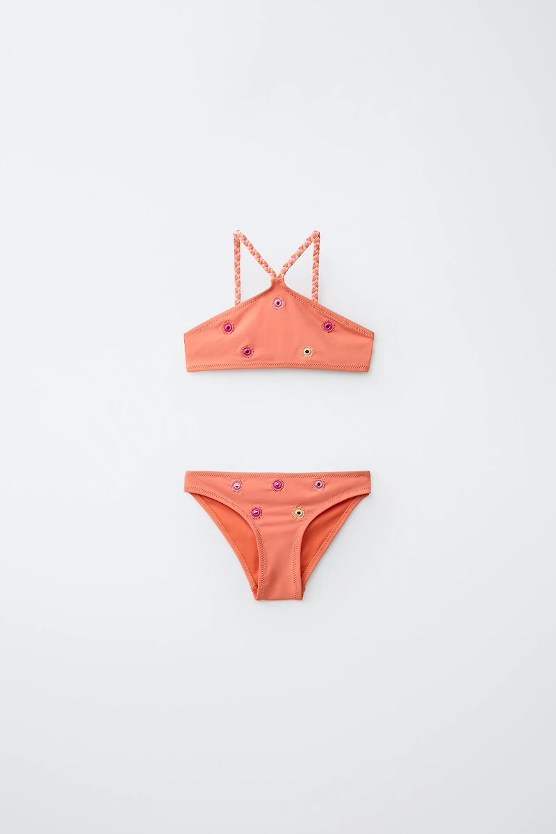 6-14 YEARS / EMBROIDERED MIRROR BIKINI