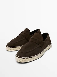 Split leather espadrilles with penny strap