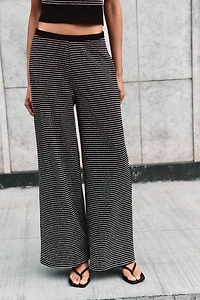 STRIPED BOUCLÉ PANTS