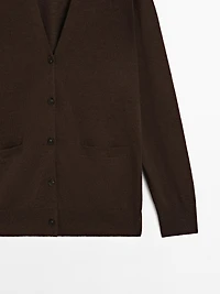 Long linen blend knit cardigan