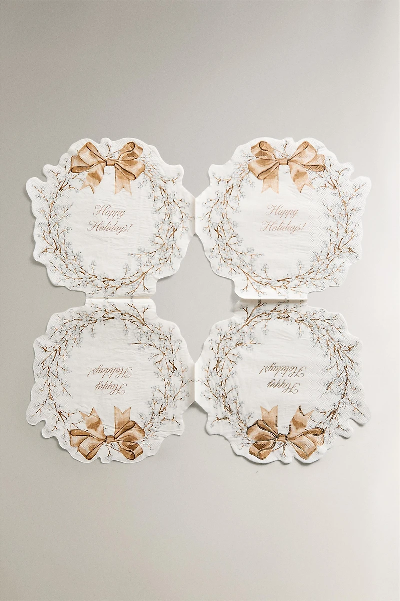 SET OF CHRISTMAS WREATH PAPER NAPKINS (SET OF 20)