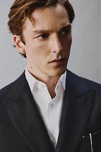 100% WOOL PINSTRIPE SUIT BLAZER