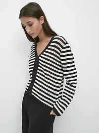 Striped knit cardigan