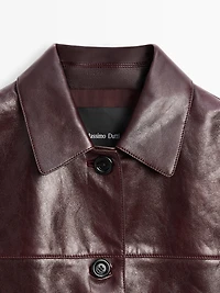 Cropped nappa leather jacket