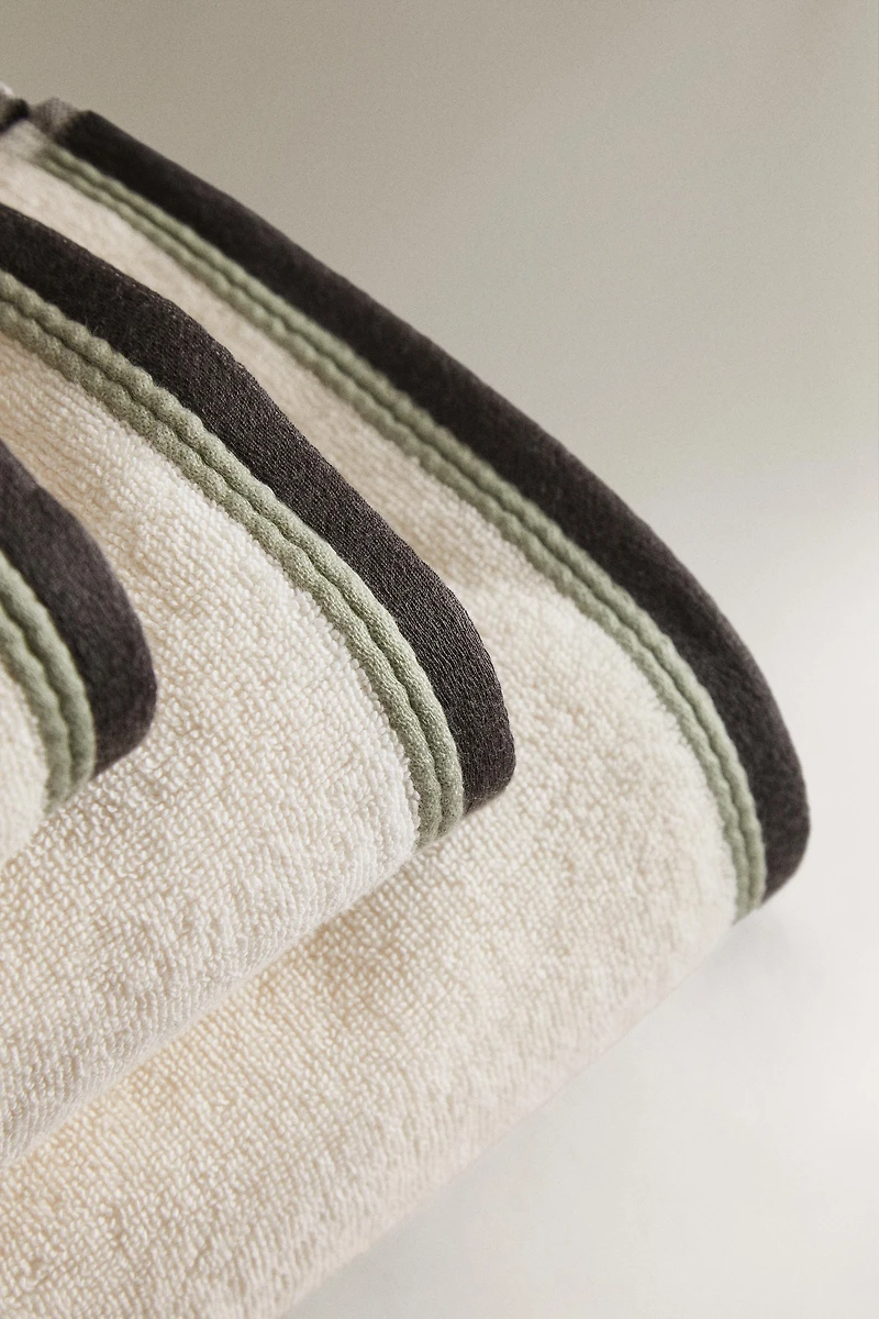 SERVIETTE DE BAIN BORDURE COULEUR