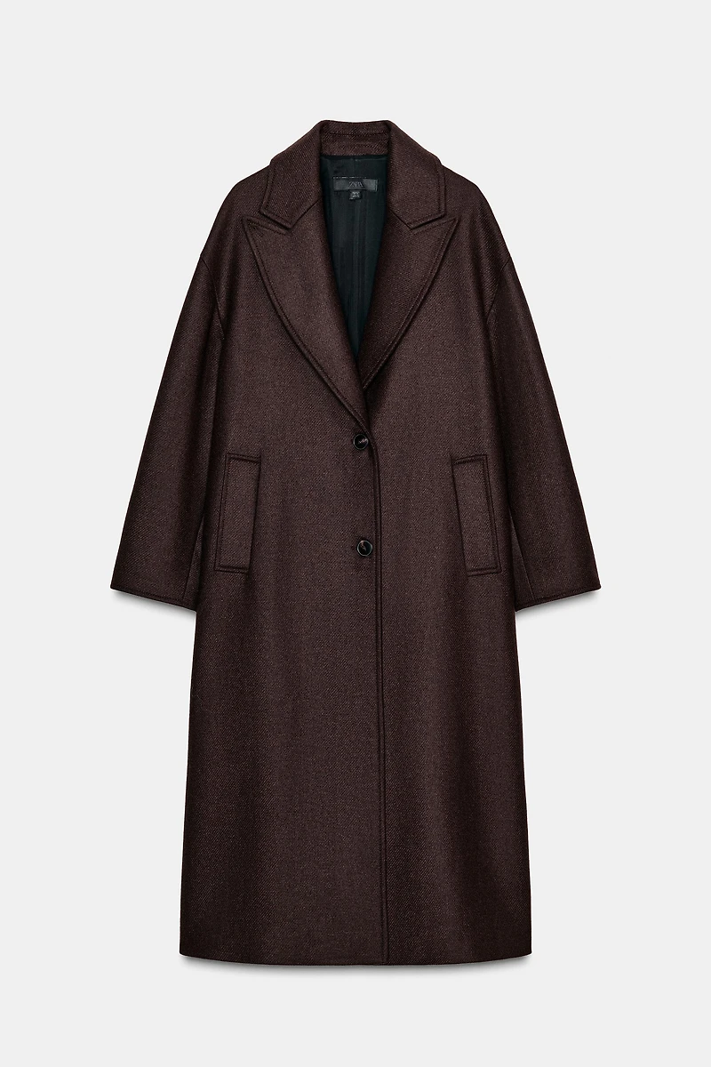 FAUX LEATHER COLLAR COAT