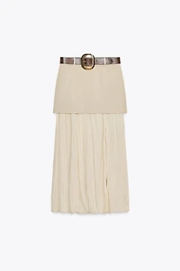 JUPE MIDI COMBINÉE CEINTURE