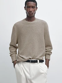 Cotton and linen mouliné knit sweater