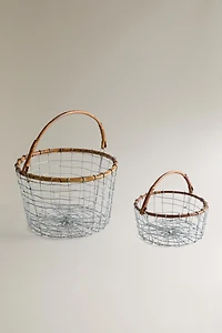 IRON AND RATTAN BASKET