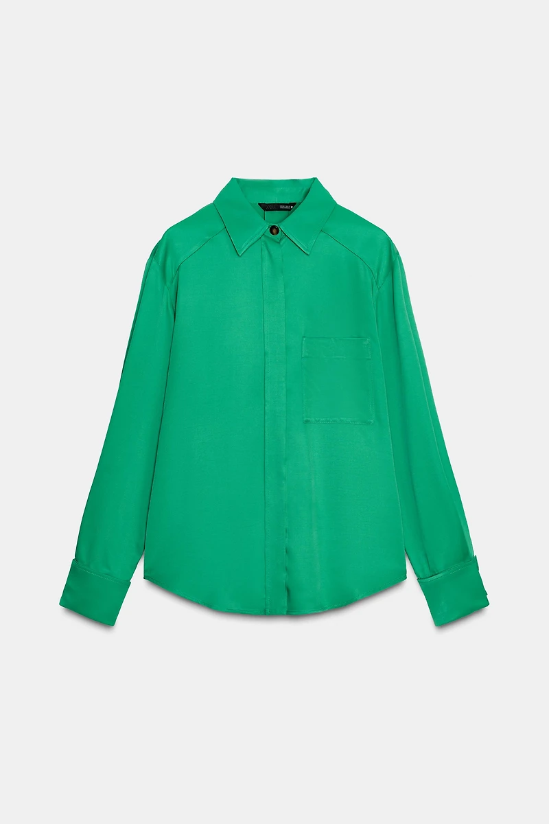 SATIN EFFECT POCKET SHIRT