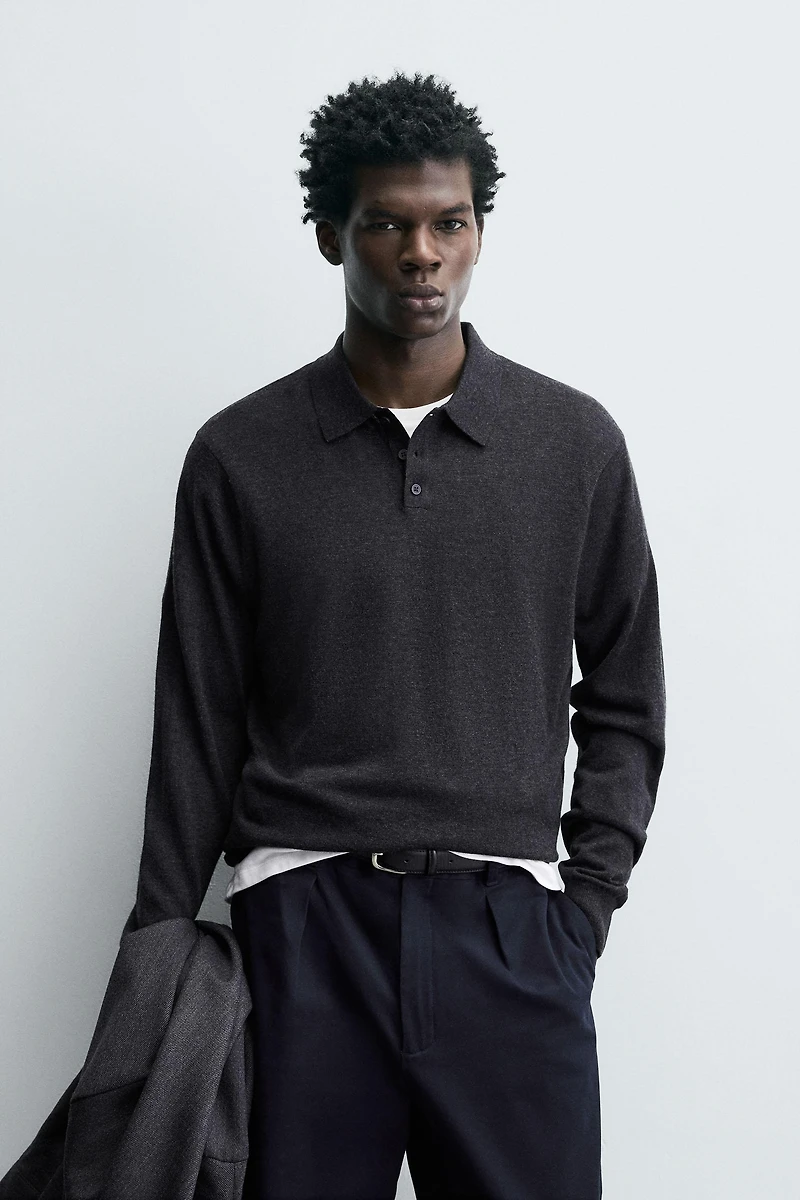 WOOL - SILK KNIT POLO SHIRT