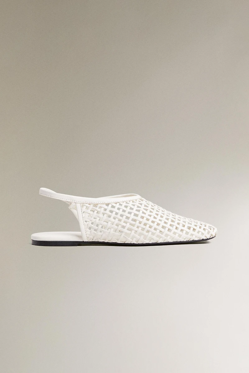 BRAIDED LEATHER SLINGBACK BALLET FLATS