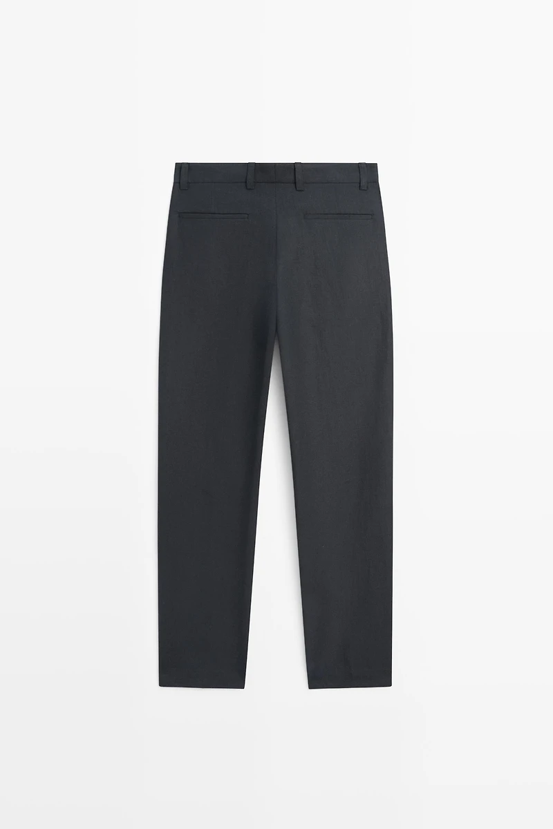 Straight-leg linen pants