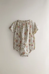 BABY FLORAL FOOTED ROMPER