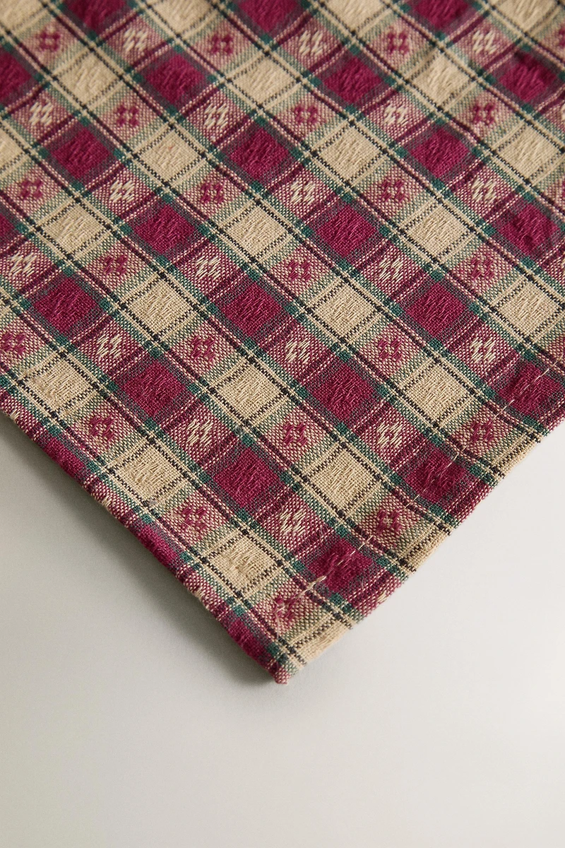 NAPPE FILS TEINTS CARREAUX NOËL