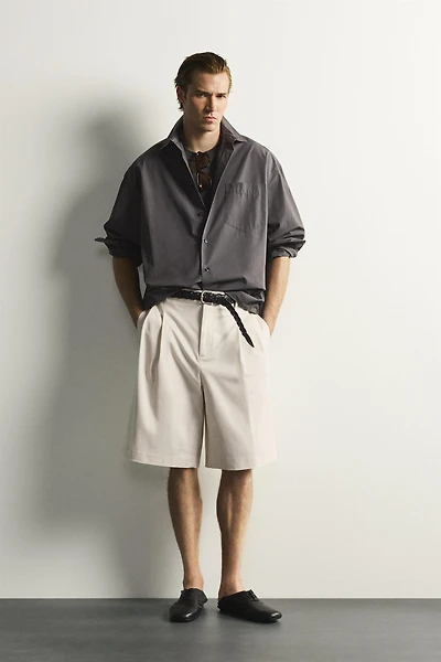 WIDE FIT PLEATED SHORTS