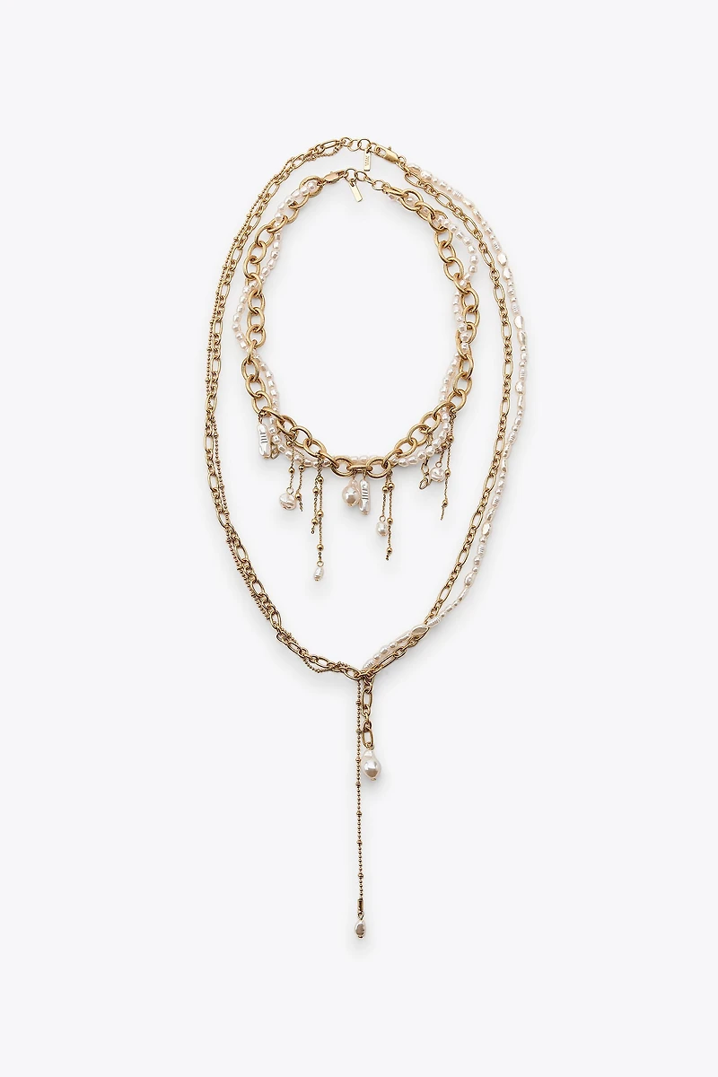 PACK OF 2 PEARL CHAIN NECKLACES