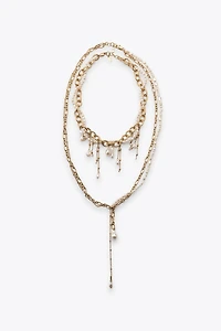 PACK OF 2 PEARL CHAIN NECKLACES