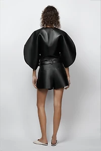 ZW COLLECTION LIMITED EDITION LEATHER ZIP-UP TOP