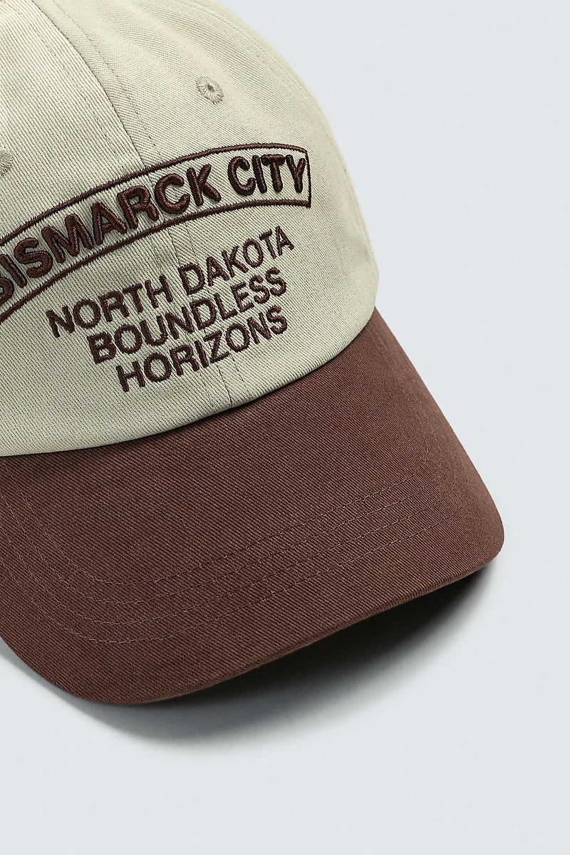 EMBROIDERED TEXT CAP