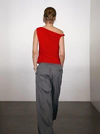 Draped cotton top with knot detail