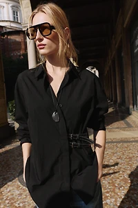 POPLIN SHIRT WITH TABS