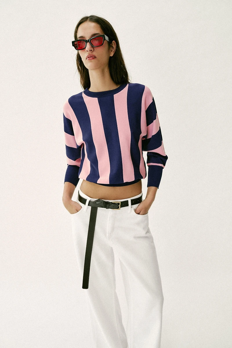 STRIPED KNIT SWEATSHIRT