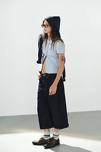 CHECKED PEPLUM TOP