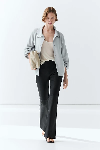 Leggings flare en cuir nappa