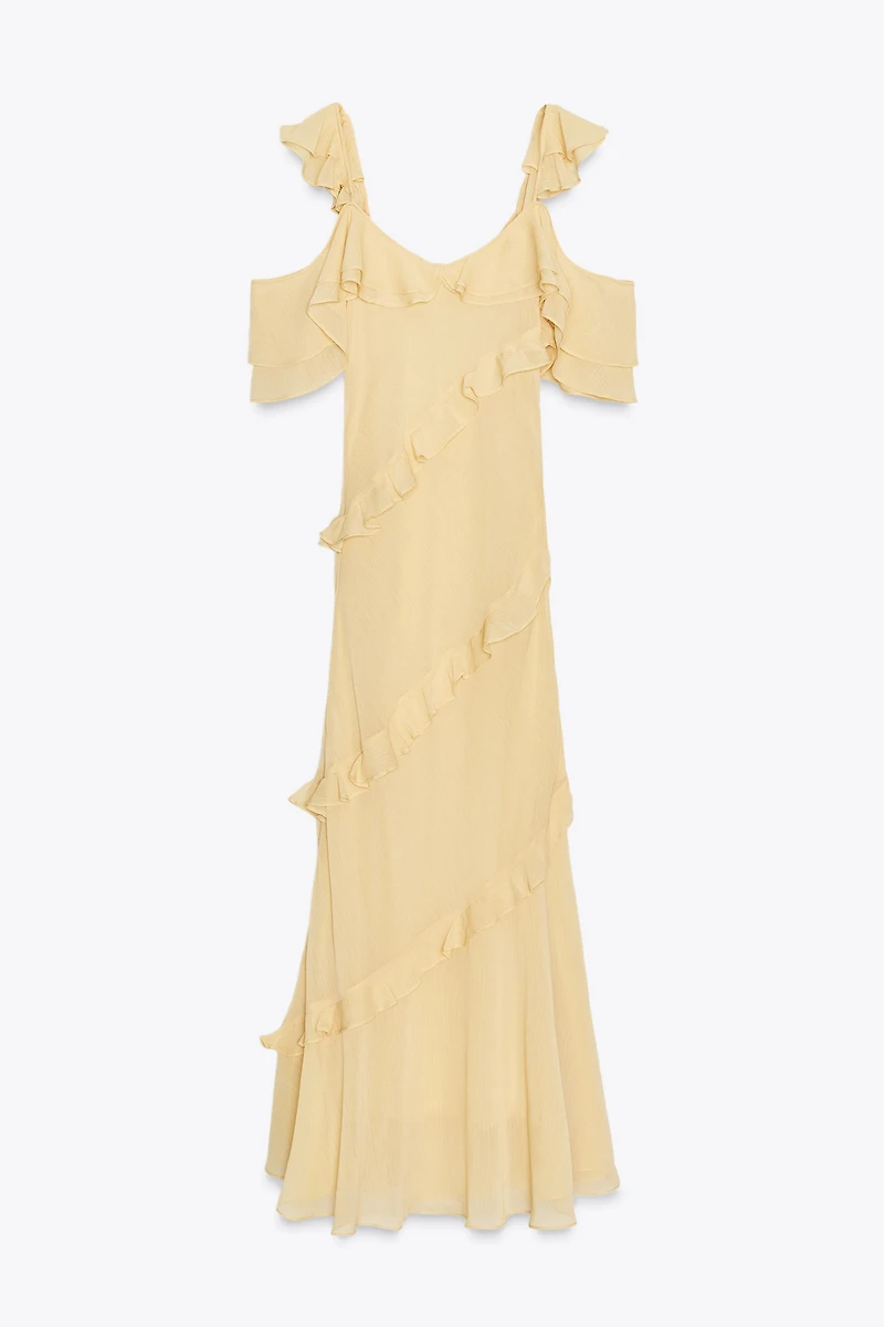 RUFFLED COMBINATION DRESS