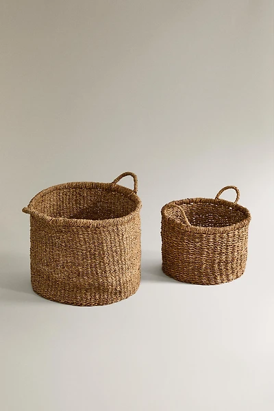 LARGE SEAGRASS BASKET WITH HANDLES