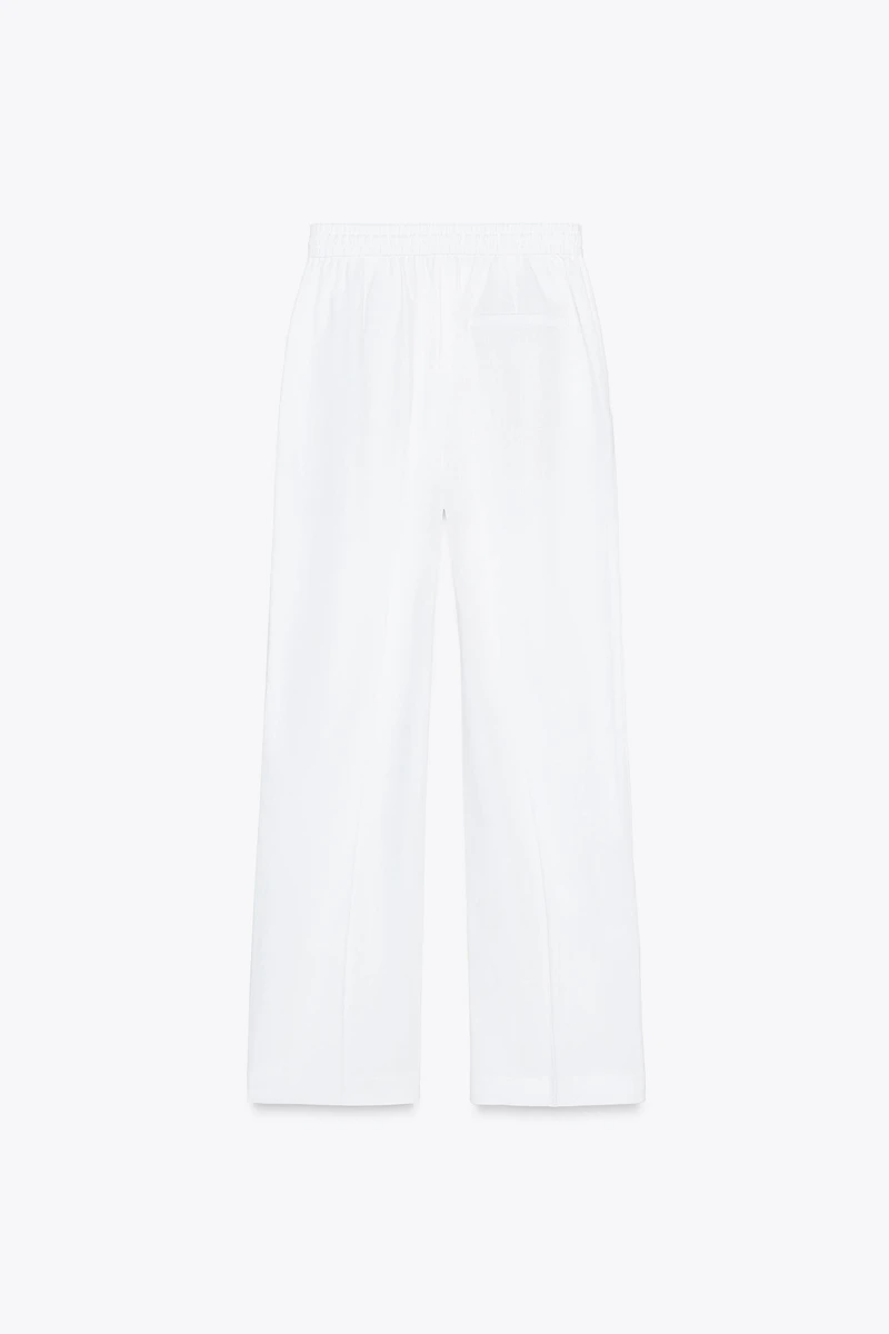 LINEN BLEND STRAIGHT PANTS