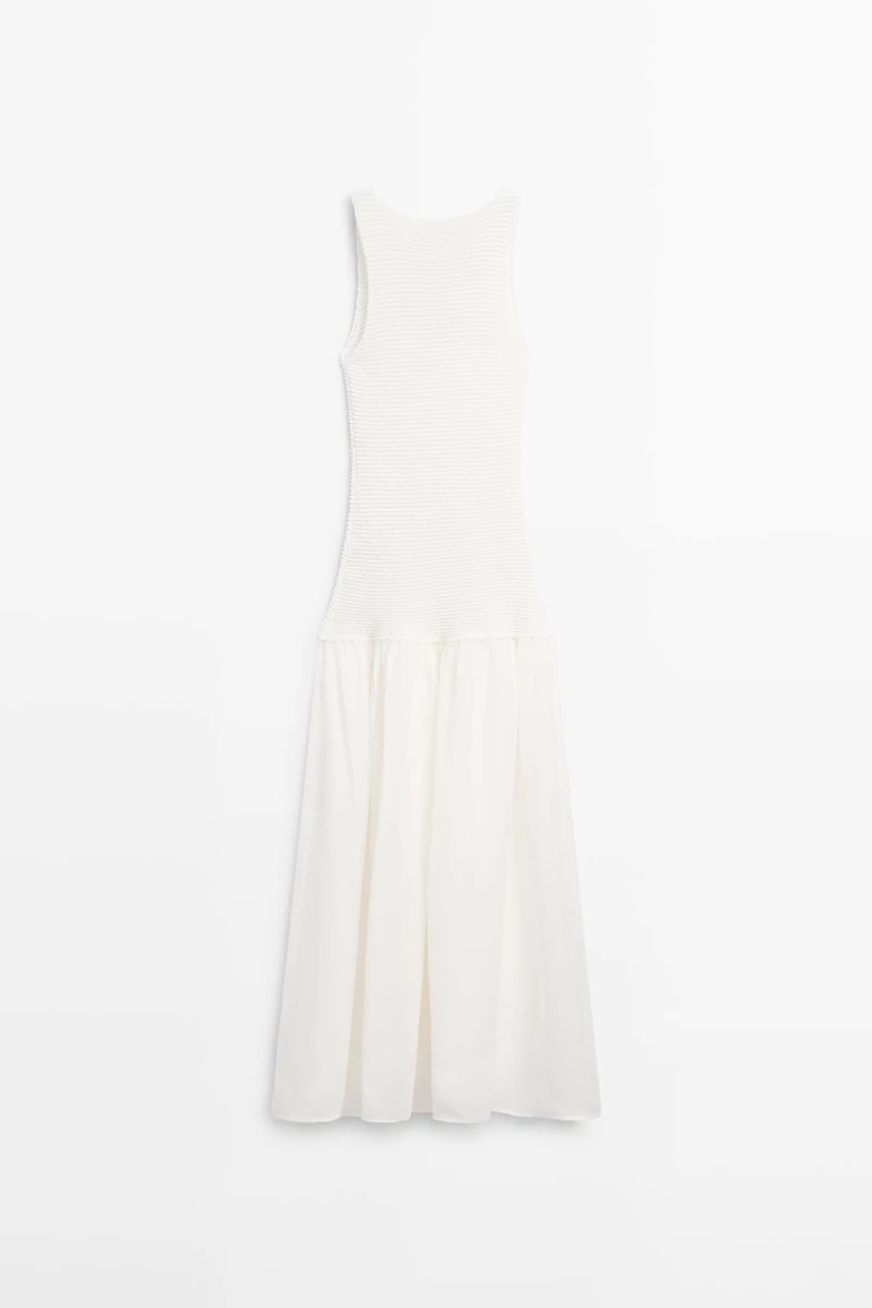 Long matching linen blend dress