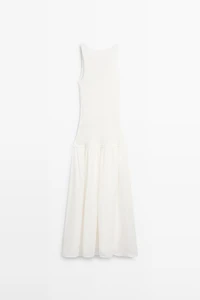 Long matching linen blend dress