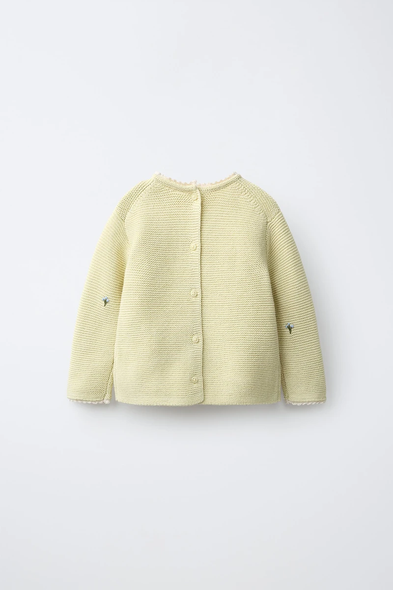 FLORAL EMBROIDERY LACE KNIT JUMPER